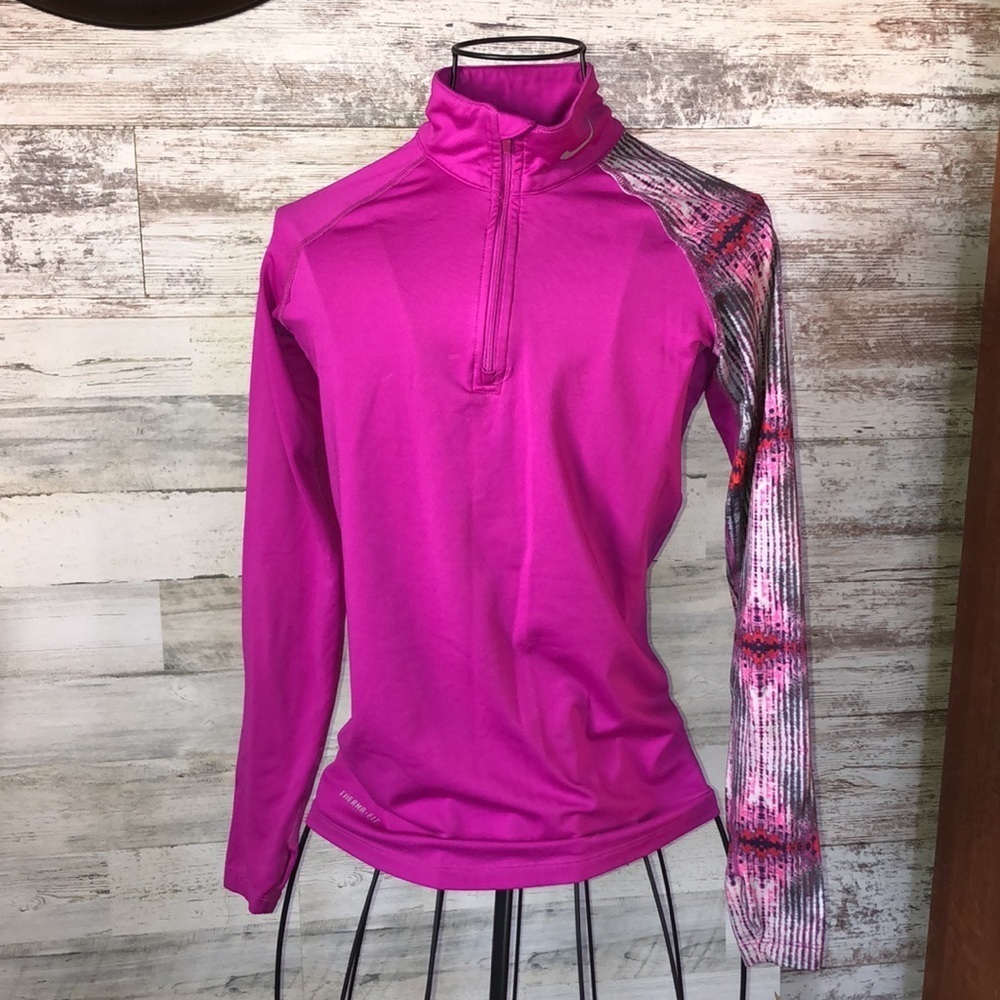 Pink Nike pro combat compression quarter zip small active wear workout gear​​​